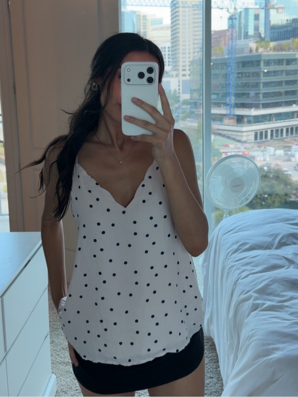 White Polka Dot V-Neck Cami